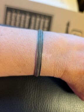 Artisan Handcrafted Sterling Silver Braided Cuff Bracelet Woven Rope Design 10g